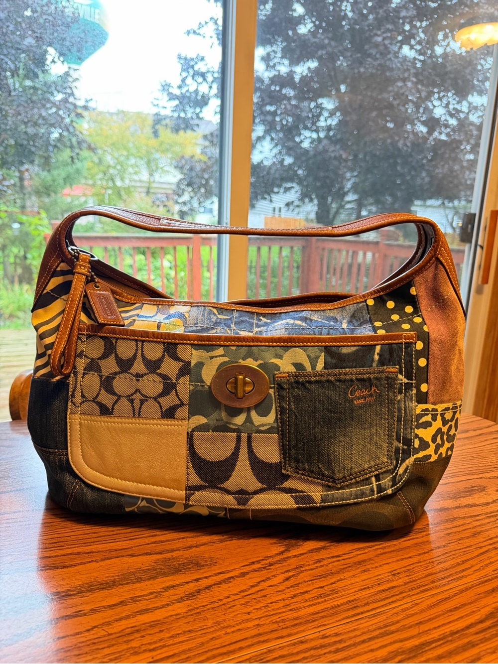 Vintage Coach Ergo XL Denim Patchwork Hobo Bag 10809 Y2K Rare